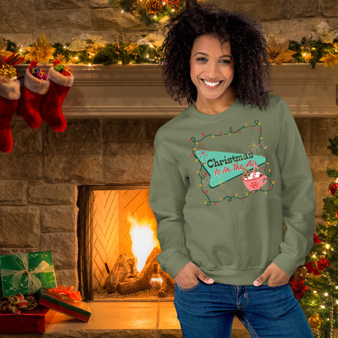 Christmas is in the Air Retro Christmas Crewneck Sweatshirt-Unisex